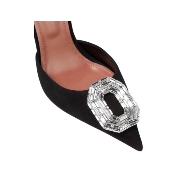 ‼️NEW‼️Women's Rhinestone SATIN Slingback Pumps Pointed Toe Black‼️WOW‼️🤩🤩🤩 - Picture 6 of 7